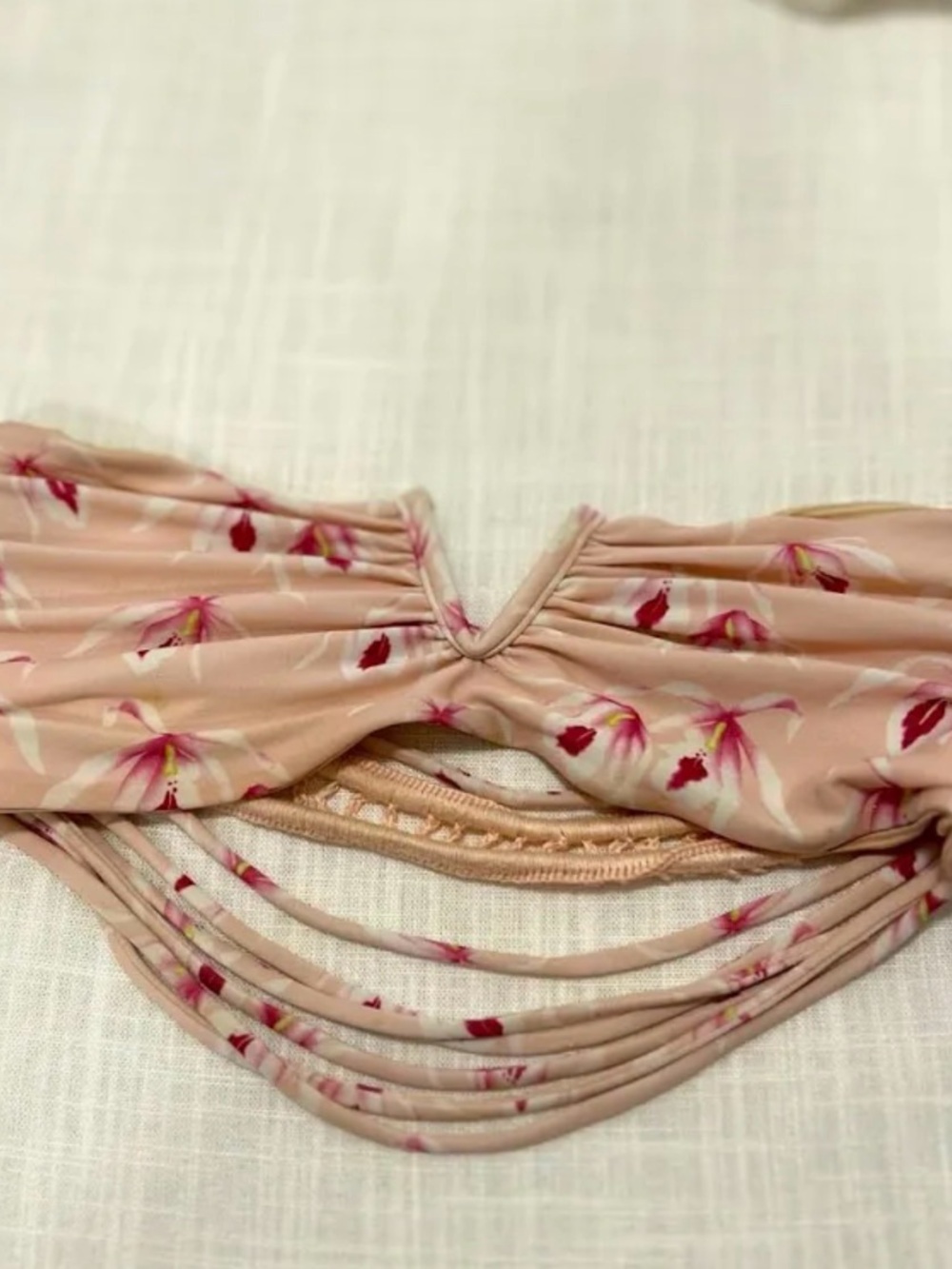 Acacia Swimwear Ohia Strapless Bikini Top Island Orchid print Small